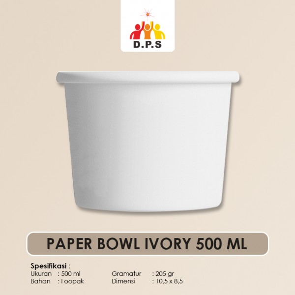 PAPER BOWL POLOS IVORY 500 ML
